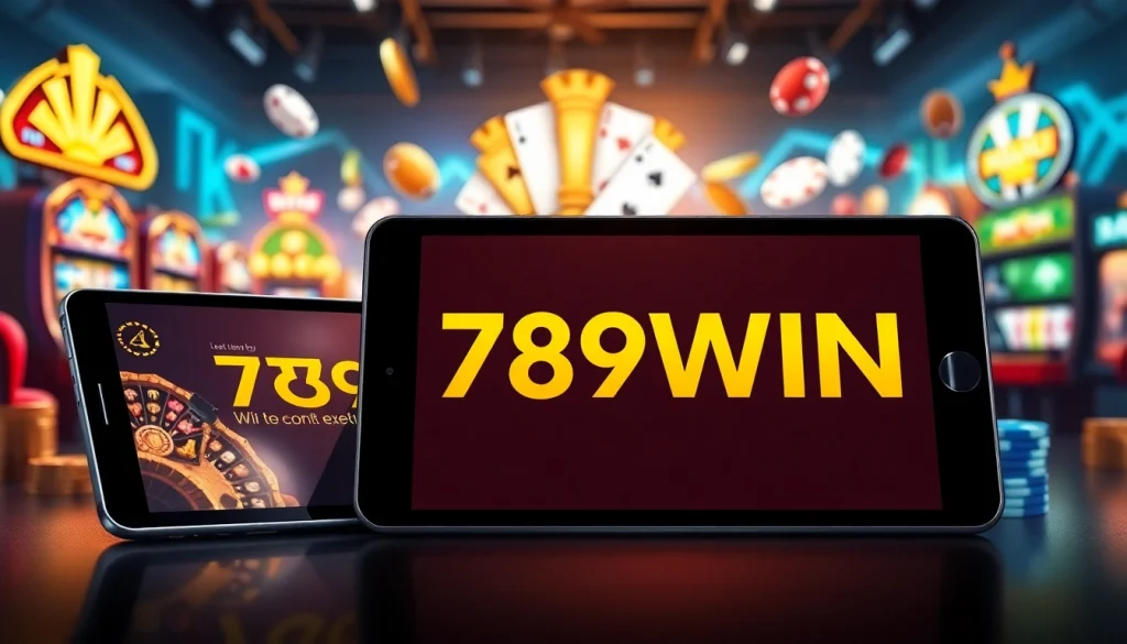 Experience thrilling games at 789WIN with vibrant digital devices in a dynamic gaming scene.