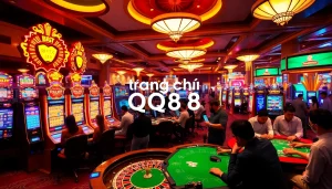 Experience the thrill of the casino floor at trang chủ qq88 with engaging game scenes, lively players, and vibrant slot machines.