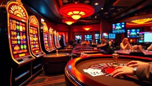 Experience the thrill of "trang chủ qq88" at an online casino with vibrant gaming tables and exciting slot machines.