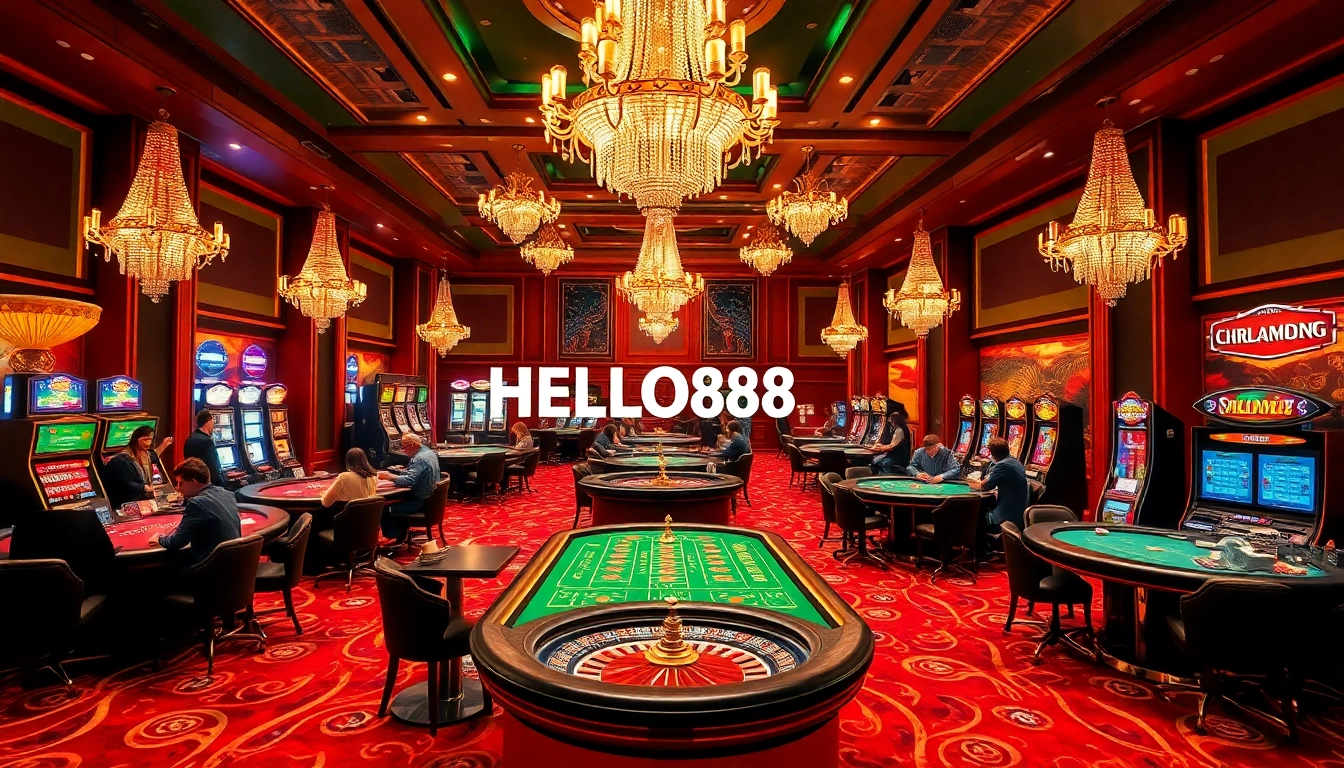 HELLO88 casino table action featuring dynamic gameplay with roulette, cards, and vibrant poker chips.