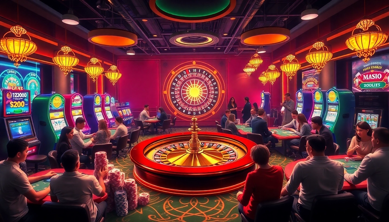 Experience the excitement of a casino interior with players engaging in various games at https://kqbd79.com/, illuminating the thrill of gambling adventures.